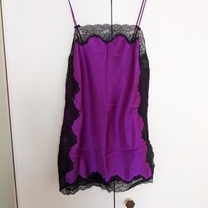 Victoria's Secret Purple Slip Dress with Black Lace